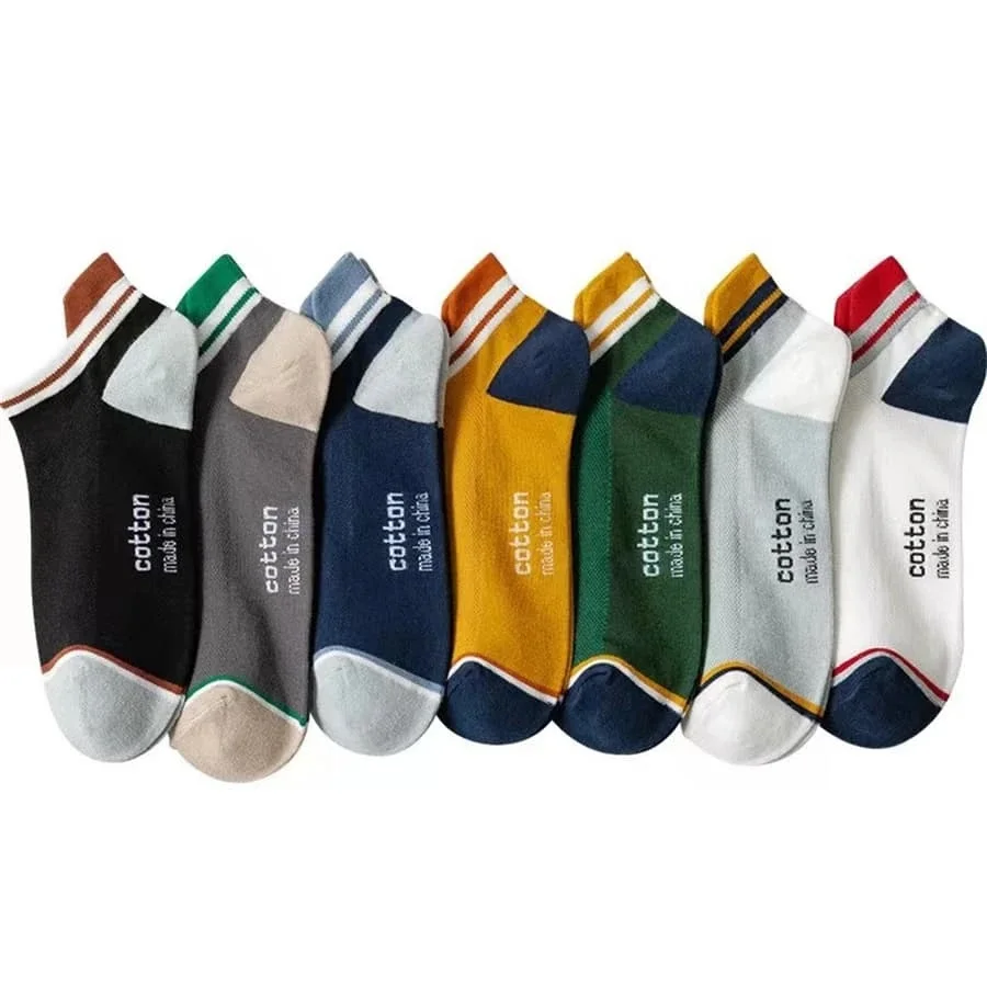 5/10 Pairs Men Short Socks Fashionable Versatile Letter Ankle Socks Comfortable Lightweight Breathable Street Style Casual Socks