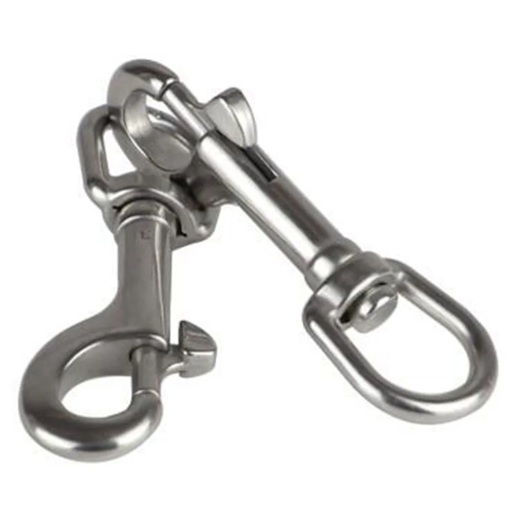 1PC 316 Stainless Steel Swivel Eye Bolt Spring Snap Hook Marine Diving D Ring Snap Hooks With Swivel For Scuba Diving Pet Leash