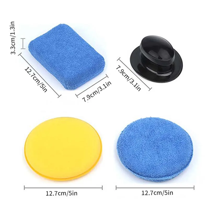 10/13pcs 5 Inch Car Foam Sponge Wax Applicator Round Car Polishing Waxing Sponge Car Detailing Cleaning Tools Washing Supplies