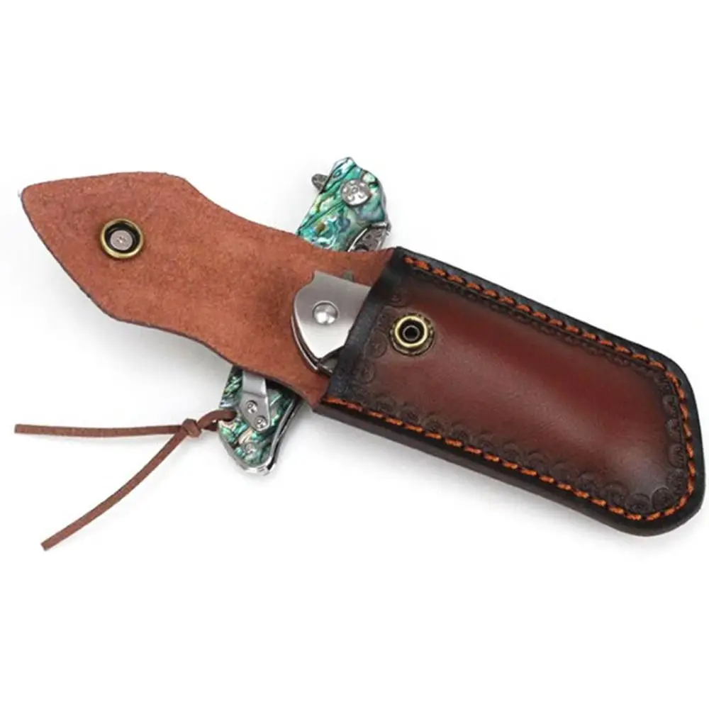High Quality Pocket Hunt Leather Sheath Holder Fold Knife Tool Flashlight Case Camp Outdoor Carry Belt Loop Case