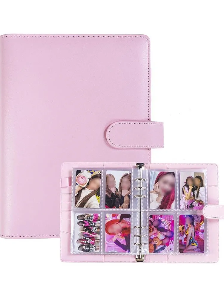 A5 Kpop fotokaartbinder met 25 pagina's 4-pocket kaartverzamelalbum met 200 kaartsleuven PU lederen omslag organiserende kaarten - afbeelding 2