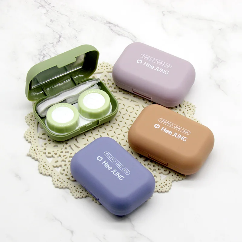 Mini Texture Matte Solid Color Contact Lens Case Women Ins Color Container Portable Travel Set Eye Lenses Storage Box