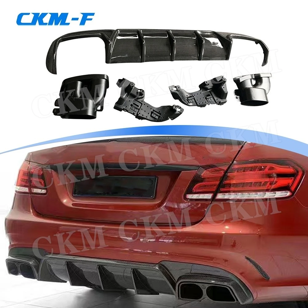 

For W212 E63 Carbon Fiber Rear Bumper Lip Spoiler For Mercedes Benz E Class E260 E300 E400 AMG 2014 2015 2016 Rear Diffuser Tips