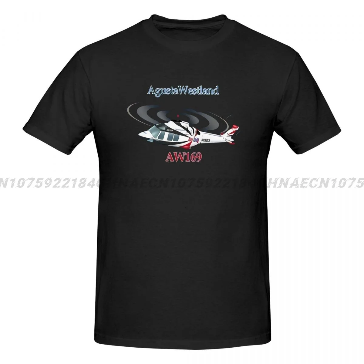 2024 New Fashion Men\'s Short Sleeve Brand Style Agustawestland Aw169 Helicopter T-Shirt - Personalized With Your Tee Shirts