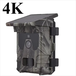 Solar Powered Night Vision Trail Camera 50MP 4K Hunting Cameras 0.3s Trigger Time Trail Camera for Wildlife Monitoring Hunting