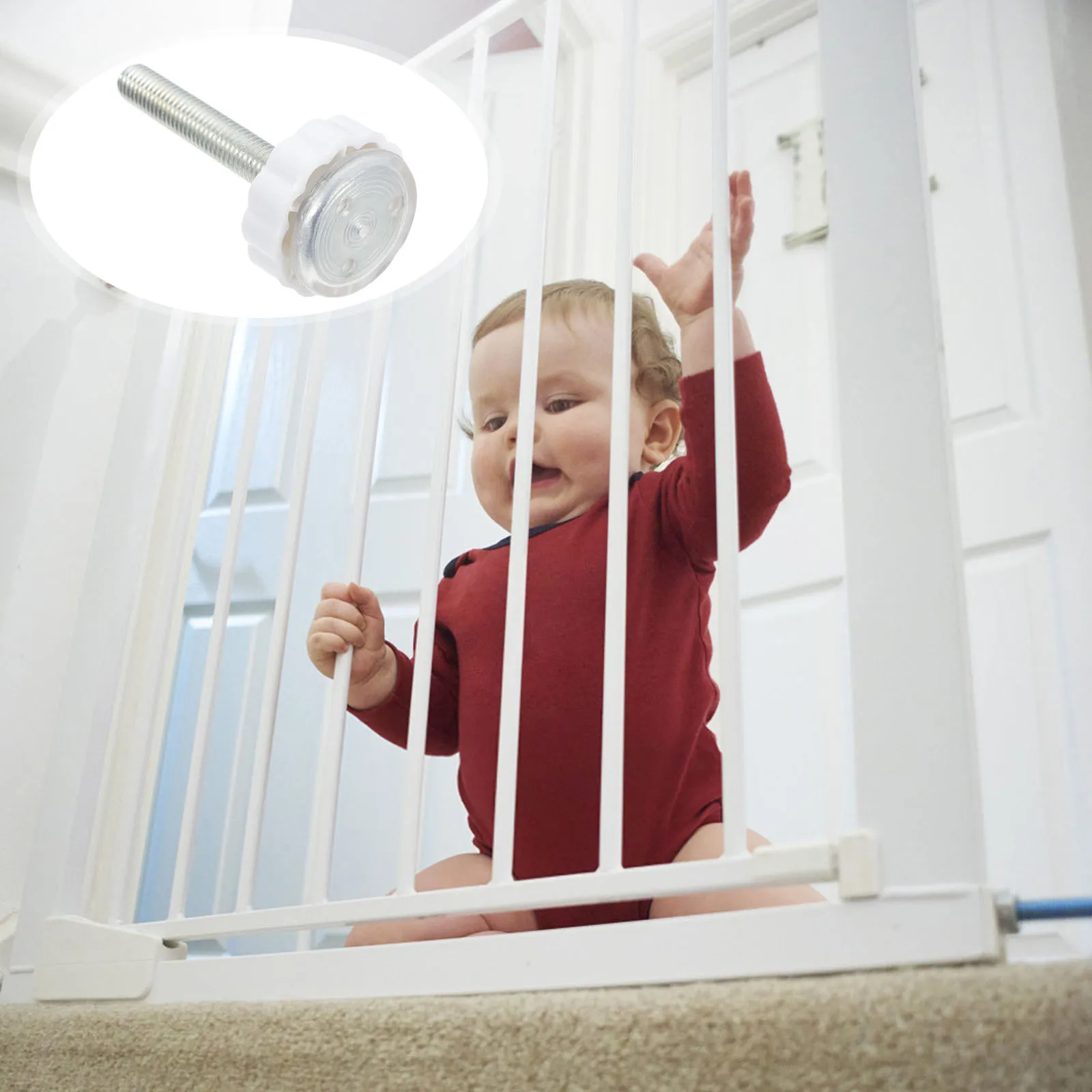 Aste per mandrino filettate per cancello per bambini da 4 pezzi Bulloni a vite di ricambio per adattatore per cancello per bambini stabili per cancelli di sicurezza montati a pressione