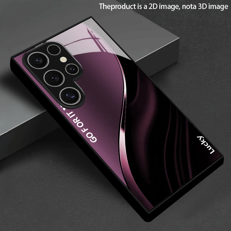 Purple Tone Curved Pattern 2D Phone Case for Samsung S26 S25 S24 S23 S22 S21 S20 A56 A36 A16 Tempered Glass Protective Cover