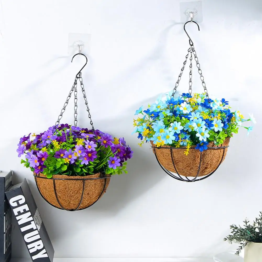 Hanging Baskets with Artificial Flowers Realistic Artificial Flower Hanging Baskets for Home Decor Non-fading Spring Simulation