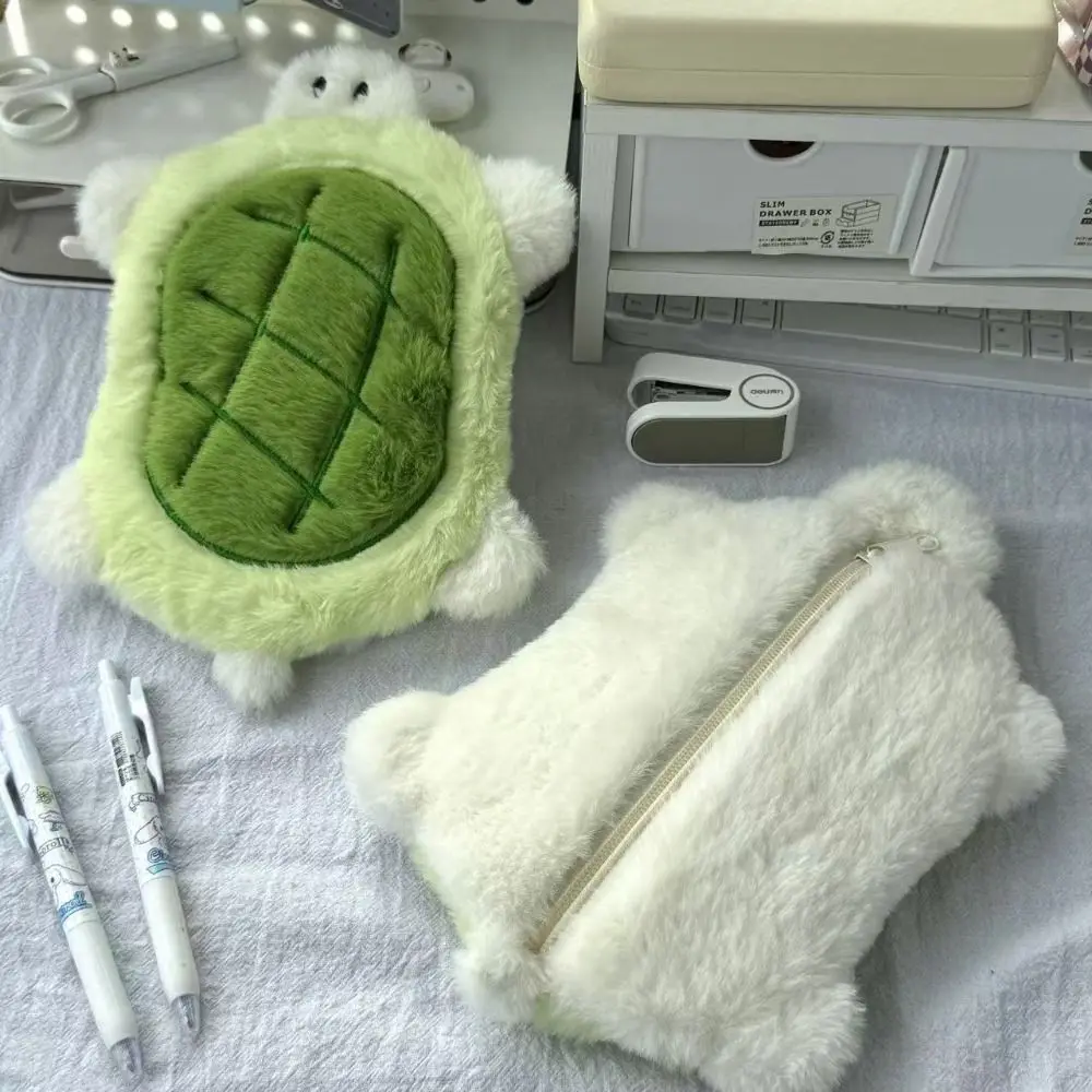

Large Capacity Little Turtle Pencil Case Portable Plush Cartoon Cosmetic Bag Comfortable To Touch Multifunctional