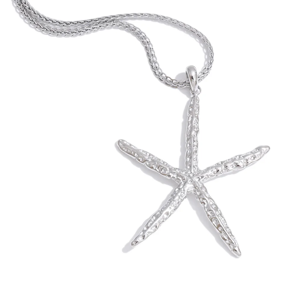Yhpup Oceaan Stijl Roestvrij Stalen Metalen Zeester Hanger Ketting Waterdicht 16K Goud & Geplatineerd Zomer Strand Trend Sieraden
