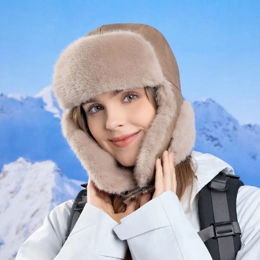 أزياء سميكة أفخم حماية الأذن قبعة الباردة واقية الصوف بطانة قبعة تزلج يندبروف لينة ركوب الدراجات قبعة تدفئة الشتاء في الهواء الطلق