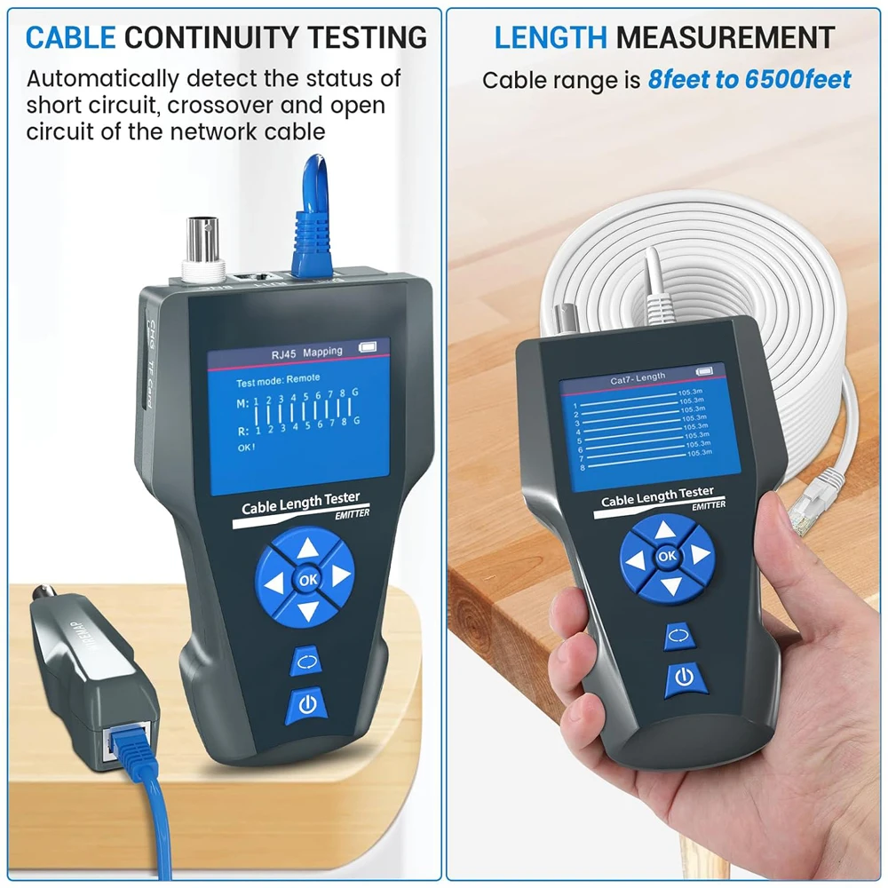 Imagem -03 - Noyafa-multifuncional Rede Cabo Tester Rj45 Cat6 Rede Cabo Tracker Poe Ping Porto Display Lcd Medir o Comprimento Wiremap Nf8601s