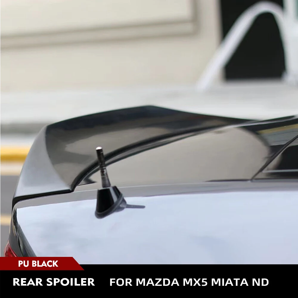 

For Mazda MX5 Miata ND 2016-2022 2016-2022 Car Rear Trunk Racing Spoiler Lip PU Black Car Rear Trunk Spoiler Boot Lip Wing