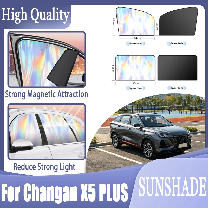 For Changan X5 PLUS, Magnetic Side Window Sun Visor Laser Reflective Shade, Blocks Heat & UV, Protects Interior, Space-Saving