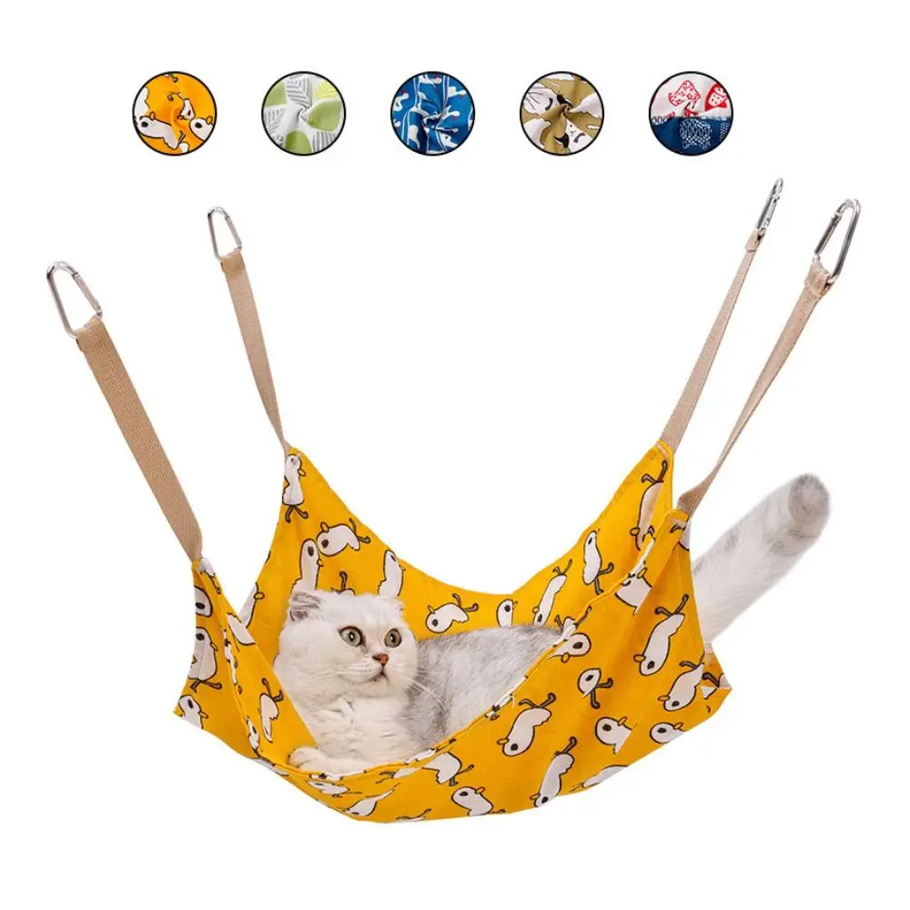 Amaca traspirante in cotone e lino per gatti resistente all'usura altalena morbida per gatti multicolore con gancio per appendere letto per amaca per gatti per interni