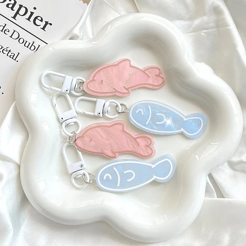 1PC Acrylic Cute Fish Dolphin Key Chain Animal Pendant Key Ring Backpack Car KeyChain Bag Charms Decoration Party Gift Favor