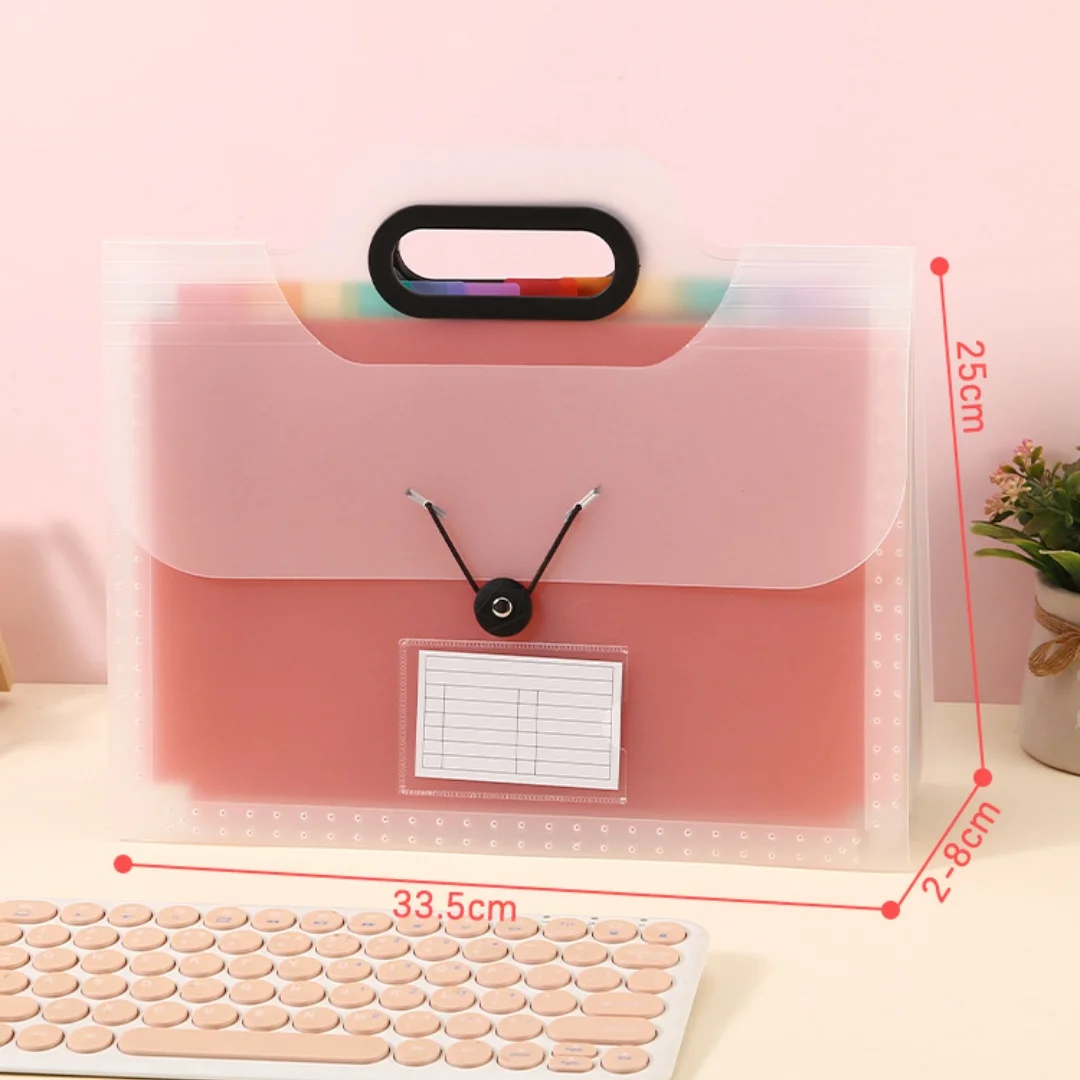 13 Grid Large Capacity File Folder A4 Handheld Accordion Bag Classified File Bag Student Test Paper Information Storage Bag
