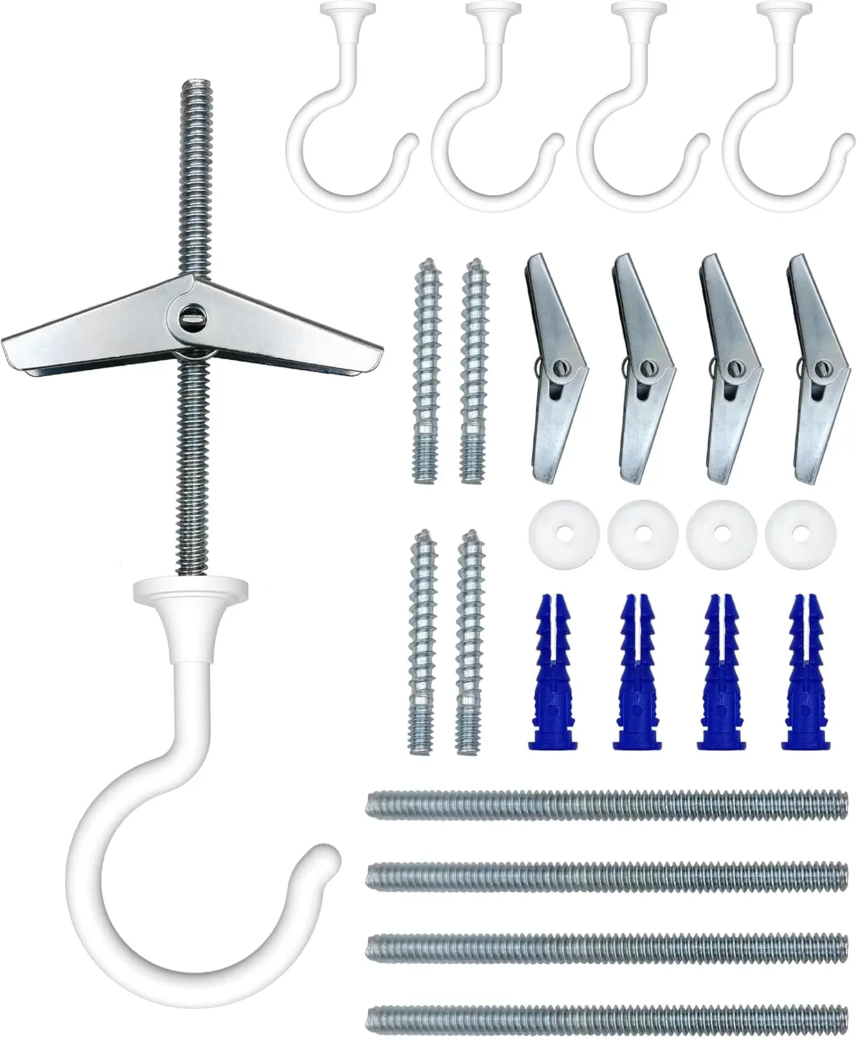 

4 Pack Large Swag Ceiling Hooks for Hanging Plants - Heavy Duty Ceiling Hangers with Anti-Slip Coating for Indoor Outdoor Use