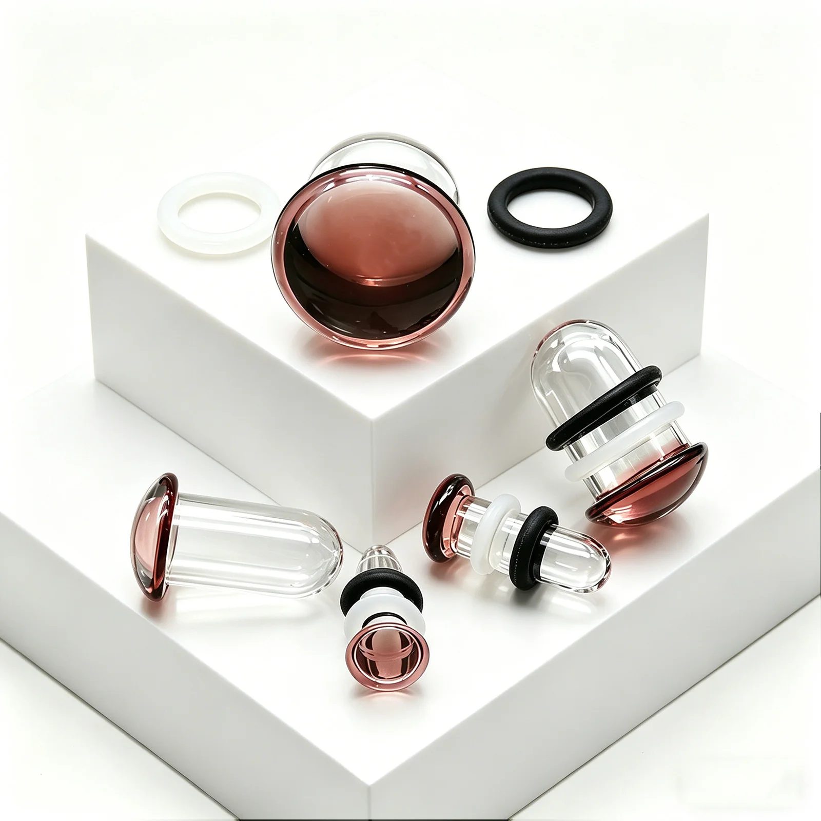2Pcs Purple Glass Tunnel Single Flare Safe Ear Plugs Stretching Dead Piercing Glass Ear Tunnels Anti Allergy Ear Gauges 1.6-16mm