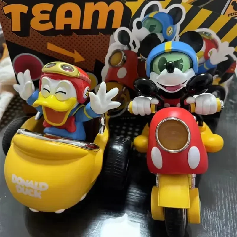 

Disney Anime Figure Mickey And Friends Donald Duck Speed Squad Motorcycle Action Figures Collection Model Dolls Ornament Kid Toy
