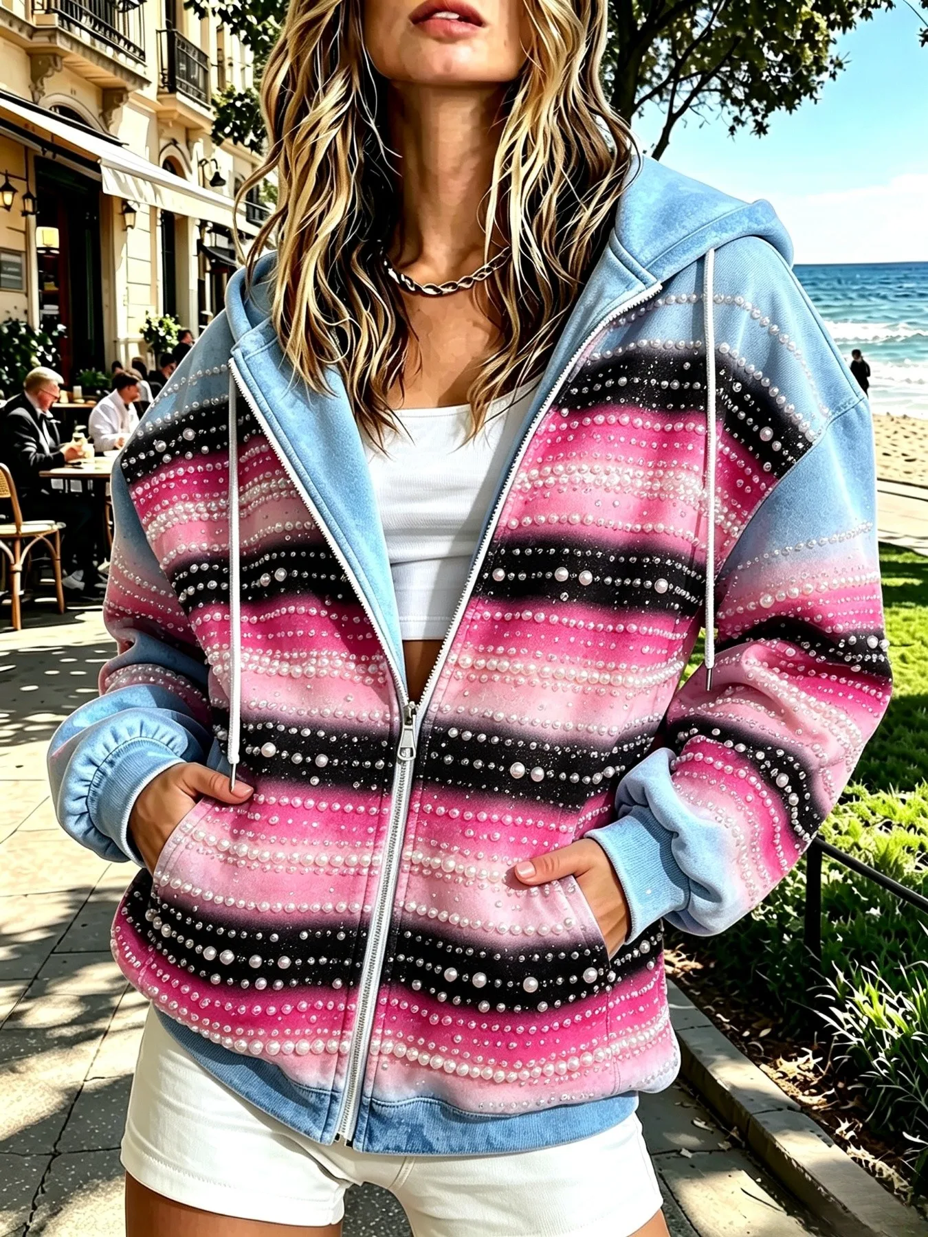 Abrigo con cremallera para mujer, ideal para otoño/invierno, con estampados en 3D que ofrecen calidez, comodidad y un estilo moderno para usar en exteriores. Versátil para cualquier ocasión.