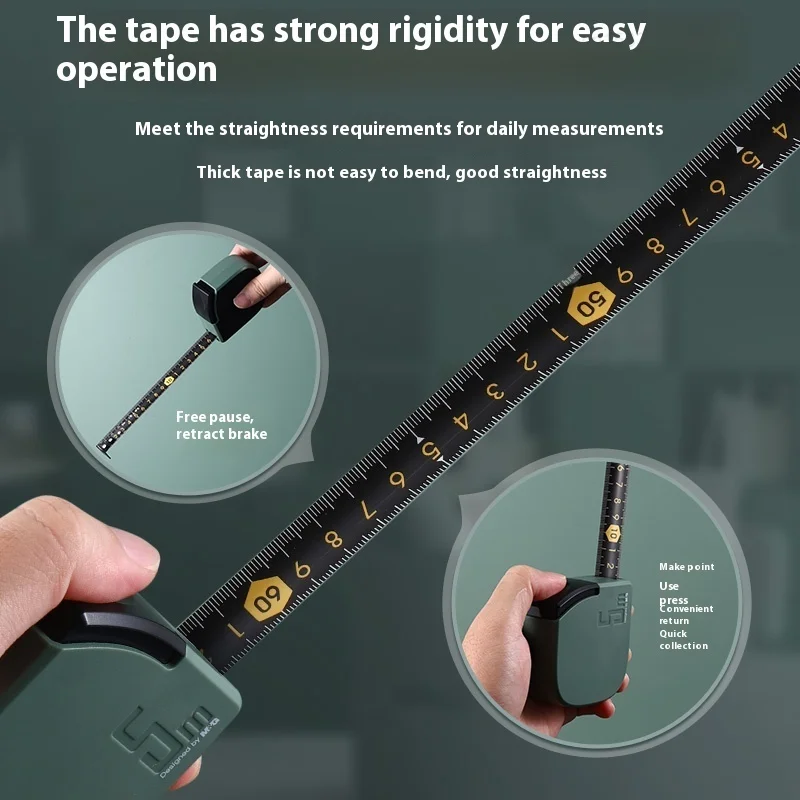 Tape Measure Self-locking Steel Tape 5m Household Woodworking Portable Measure Gauging Tool Wear-Resistant Measuring Tool
