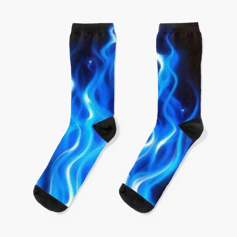 

Blue flame Socks new year custom football winter Socks For Man Women's