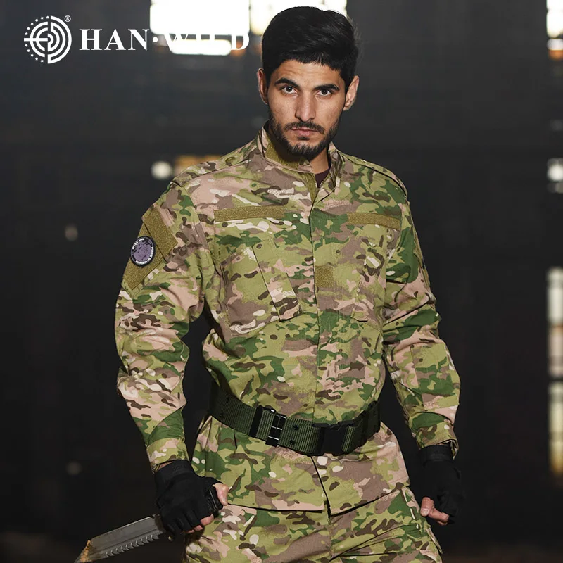 HAN WILD-Airsoft Camo Terno tático para homens, uniforme de escalada, jaqueta de combate soldado, calças de caça, roupas de caça