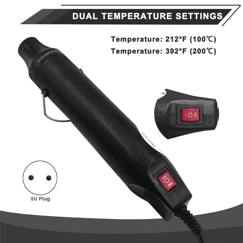 

【Rushed】Mini Hot Air Gun Dual Speed Temperature Adjustment Fast Hot Air Gun Handmade Soft Clay Drying Shaping EU Plug