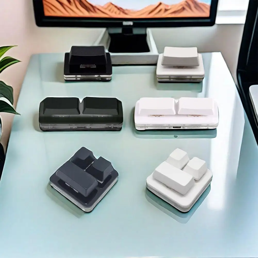 1/2/3 Key Custom Keyboard Recordable Silent Dustproof Mechanical Custom Shortcut Mini Keys Copy And Paste Portable Keyboard J3G0