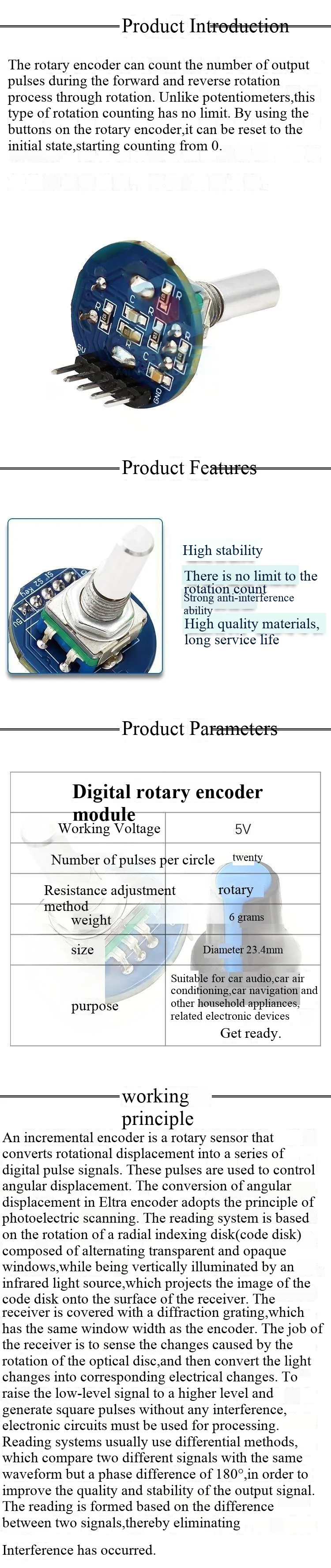 Neues digitales Drehgebermodul, Drehpotentiometer mit Knopfkappe, Originalfoto – Detail 2