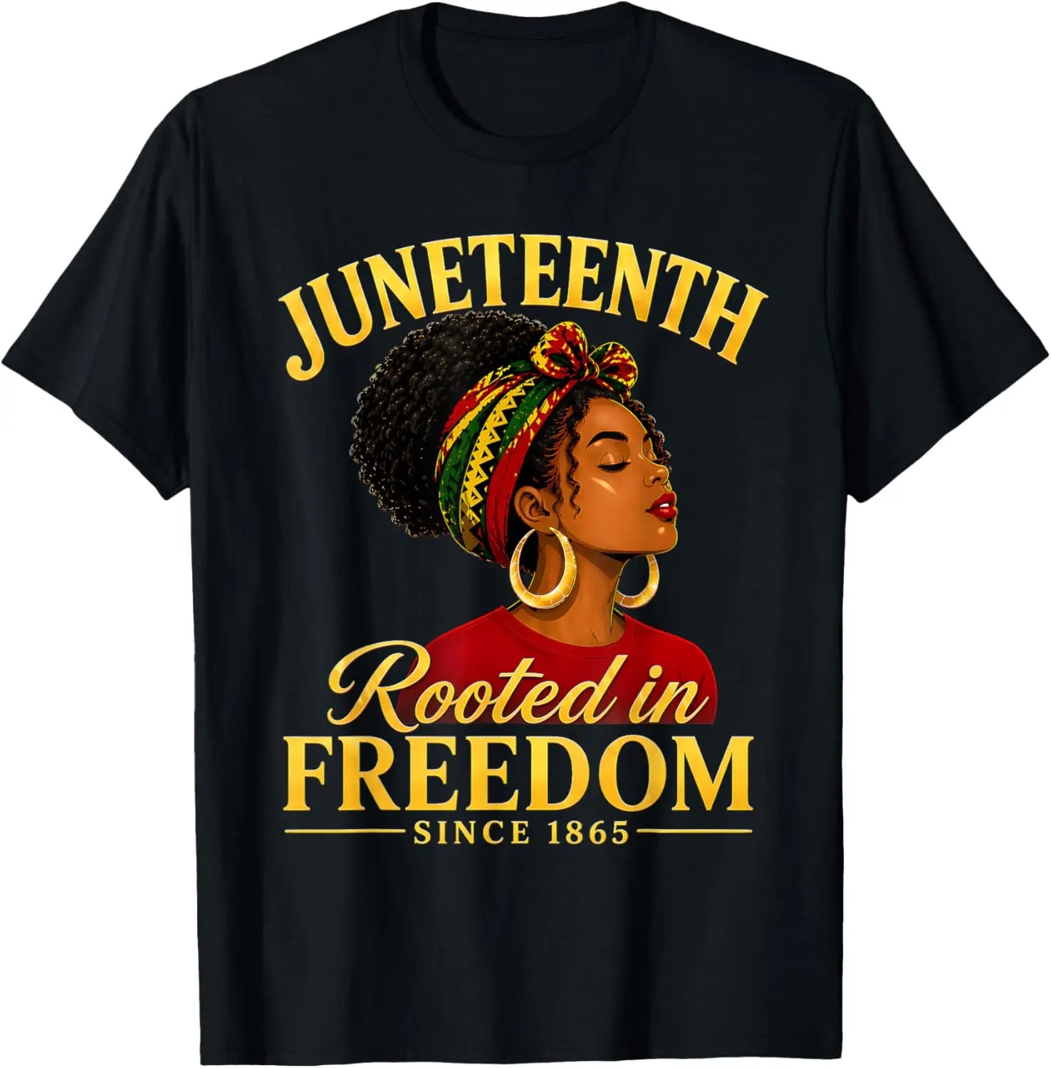 

"Juneteenth Rooted in Freedom Since 1865" Black Queen T-Shirt Women Men Short Sleeve Celebration Tee 1865 Juneteenth Tshirt Gift
