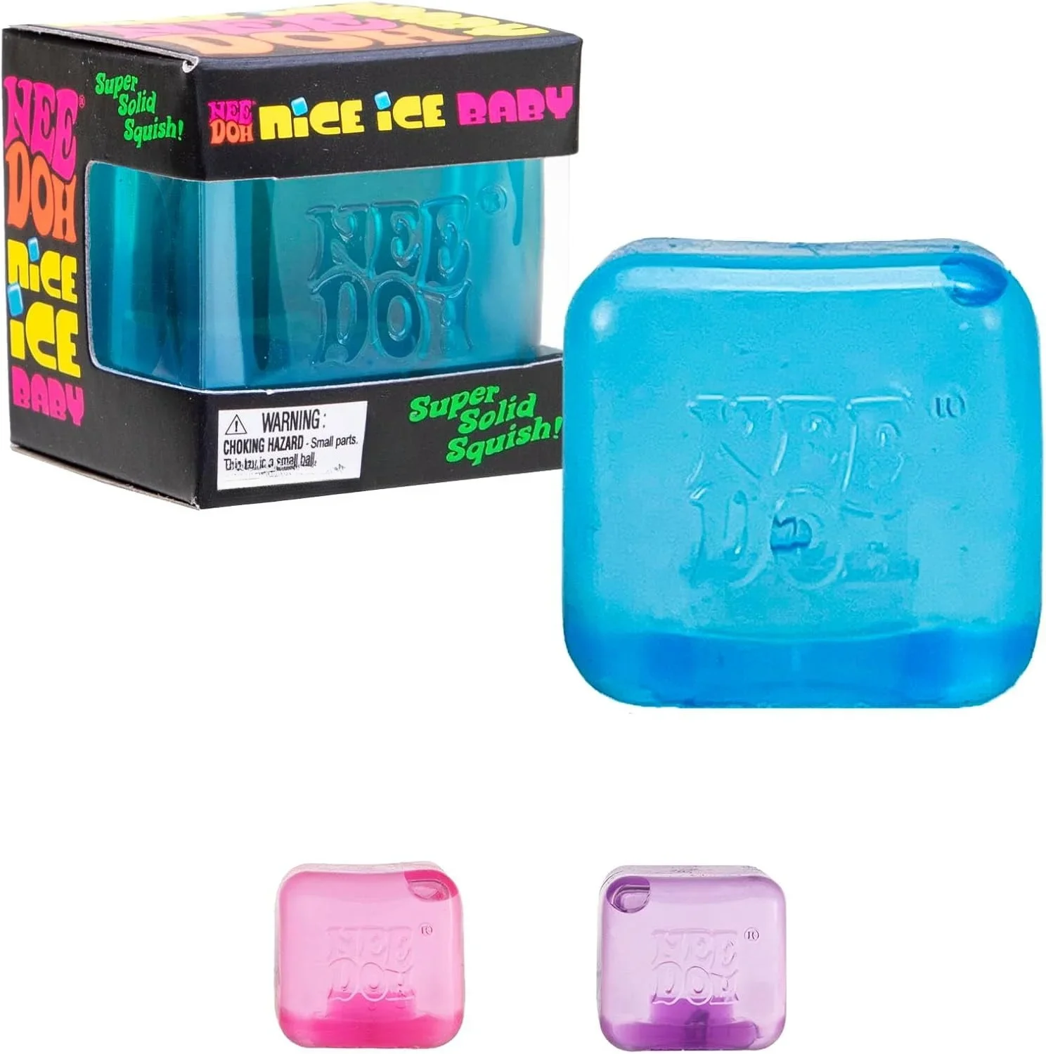 NeeDoh@ 2.5 CM/1 IN. Nice Ice Sensory Squeeze Single Mini Nice Cube in Assorted Colors Anti-Stress Pressure Relief For Adults