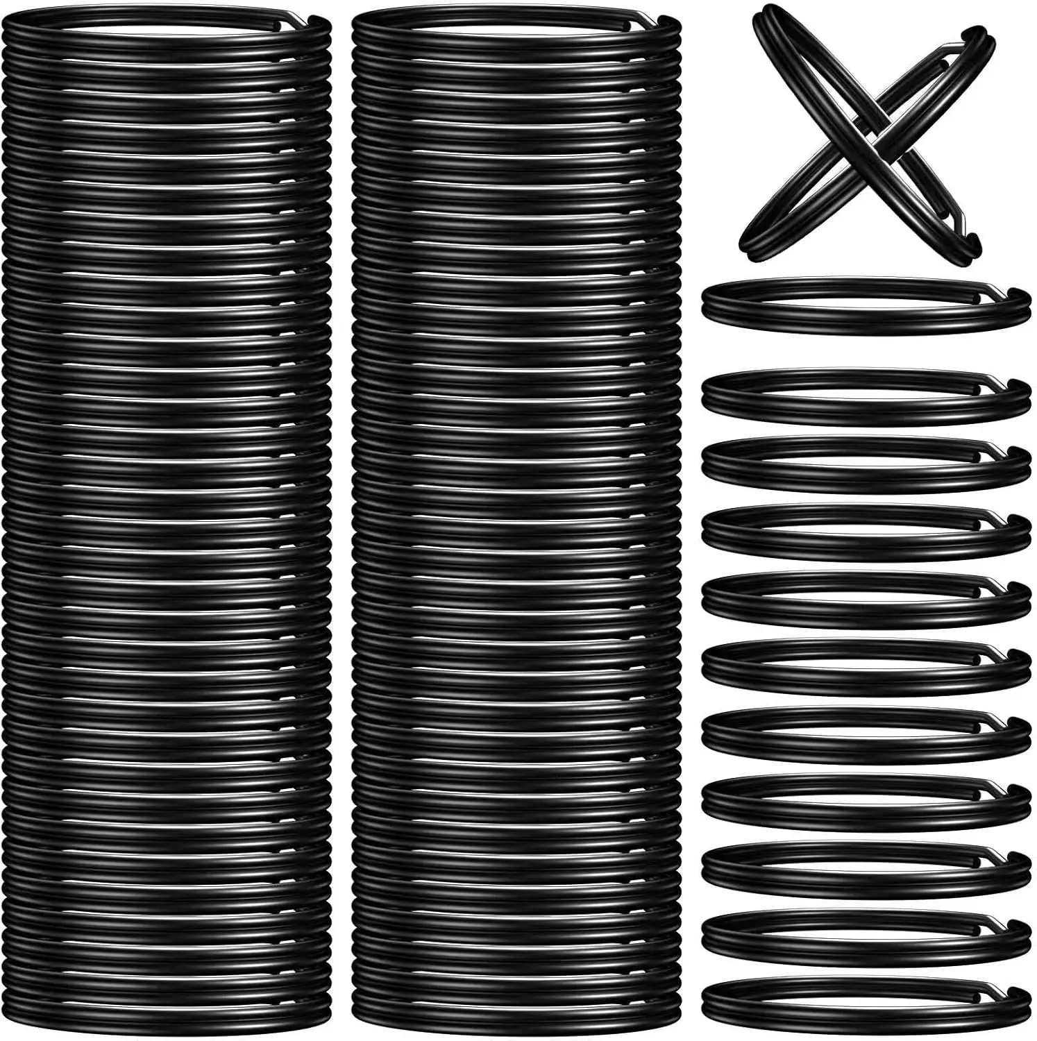 

100PCS Split Key Rings Bulk for Keychain and Crafts, 25mm Gun Black