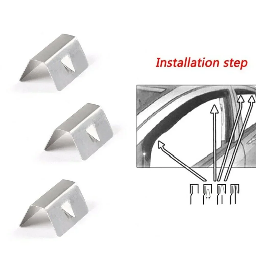 12/8 Pcs Wind Rain Deflector Channel Clips Wind/Rain Eyebrow Clips Stainless Steel Car Window Deflectors For Heko G3 SNED NEW