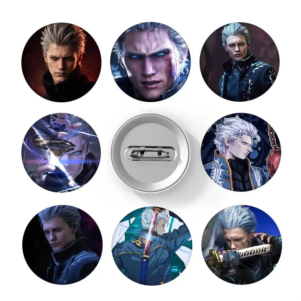 Cool V-Vergil Game Round Badges Can Be Used To Decorate Clothes And Backpack Pins