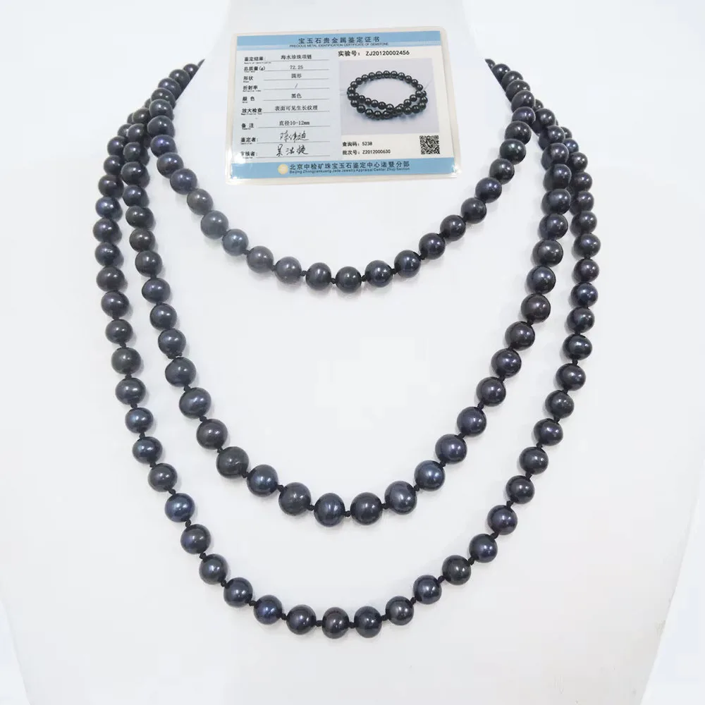 

100% Real Freshwater Pearl Long Necklace 150cm Black Pearl Non-Fading Elegant Jewelry Accessory