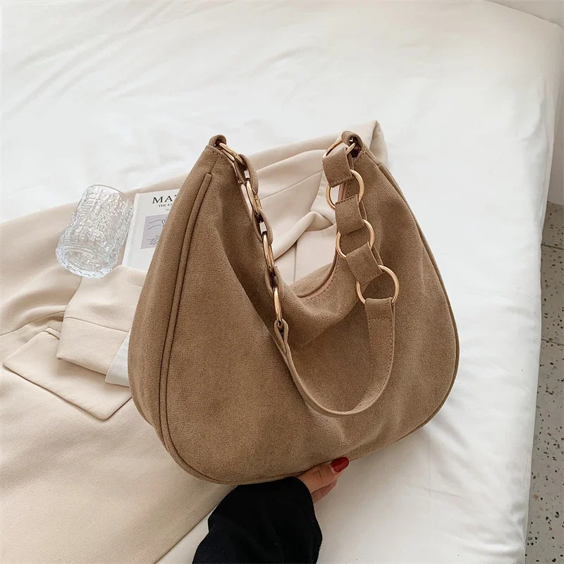 High-quality Women\'s Autumn and Winter Retro Large-capacity Bag New Bag Female Large Bag Suede Shoulder Casual Bucket