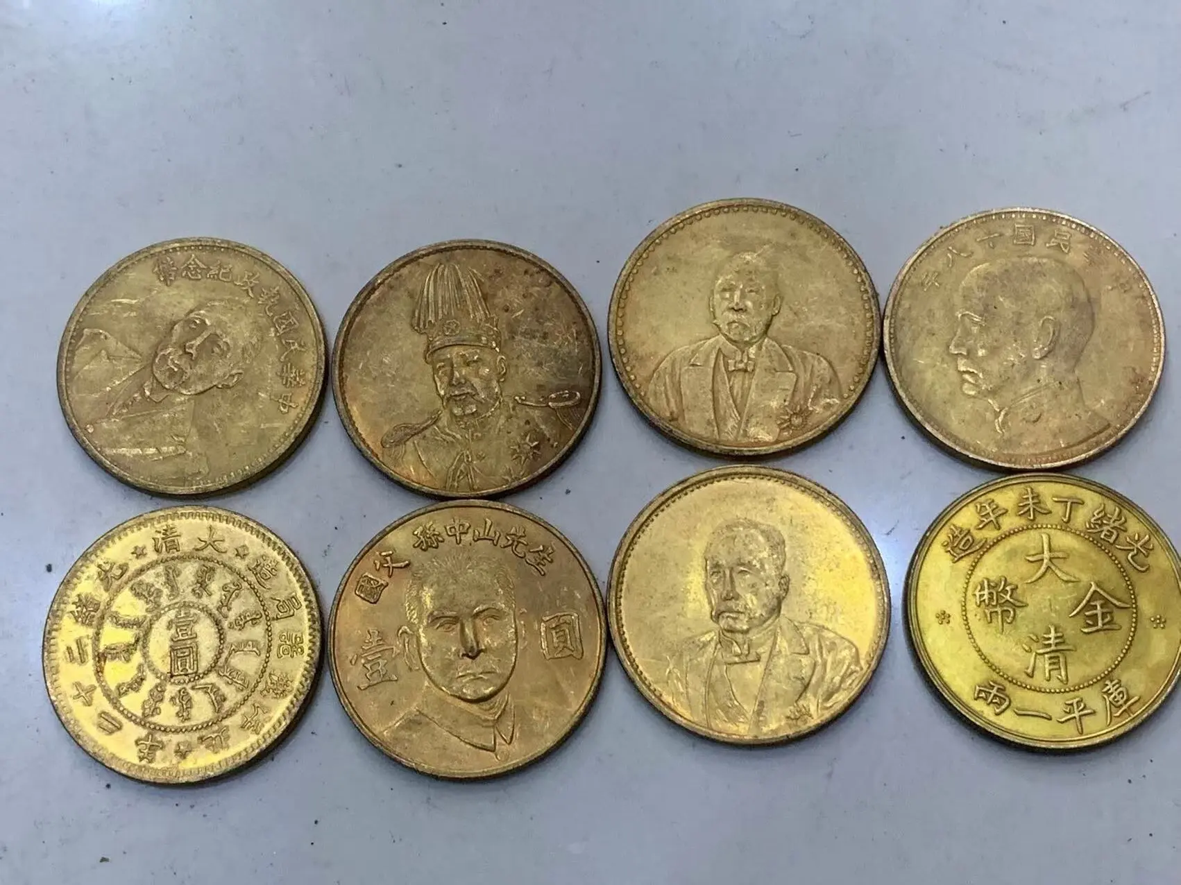 

Antique copper Ancient China coinage were thick, pure brass, carved heads, China gold coins，10 pieces/pack