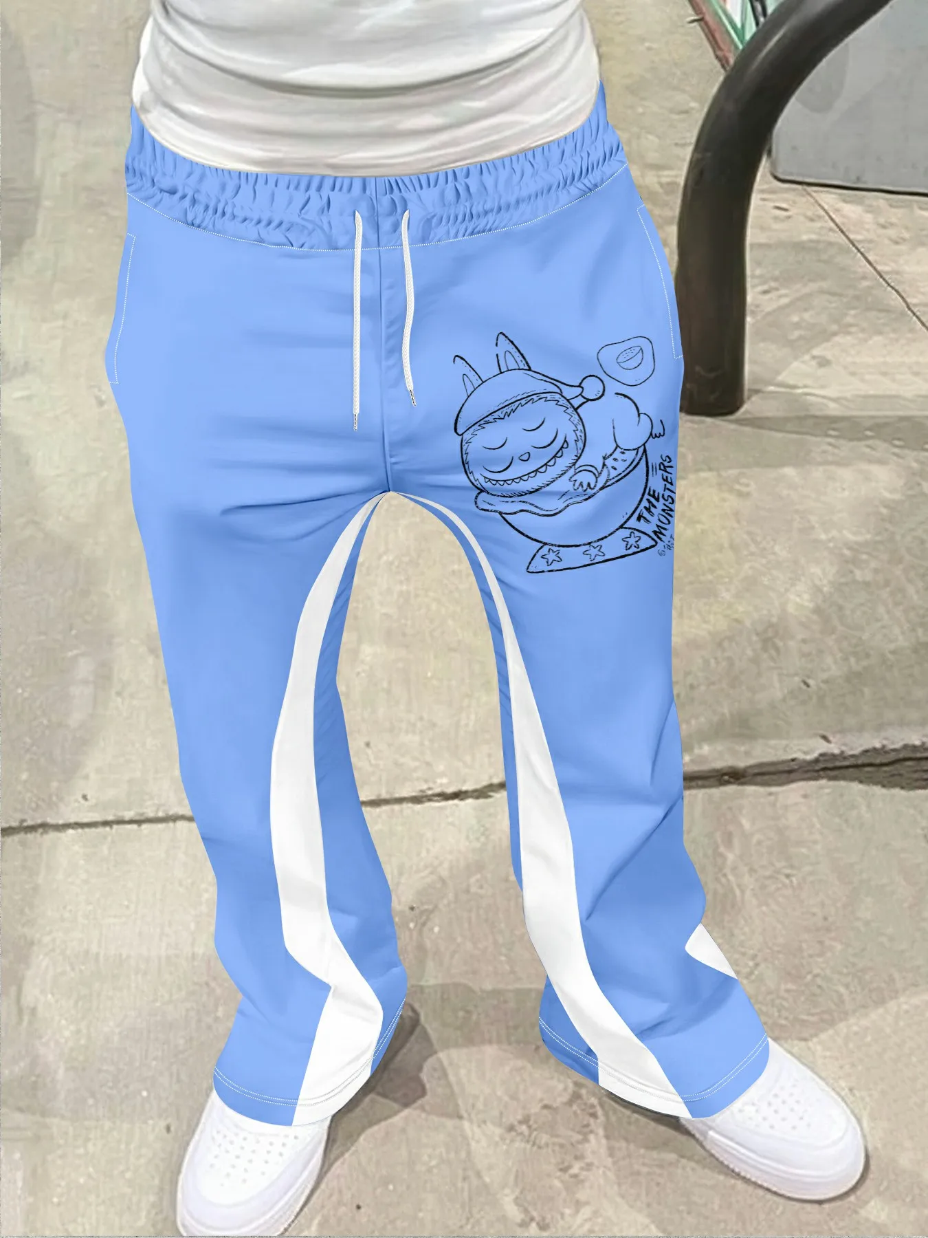 

Мужские повседневные уличные стильные модные модные слегка расклешенные черно-белые спортивные штаны с цветными блоками, мужские брюки