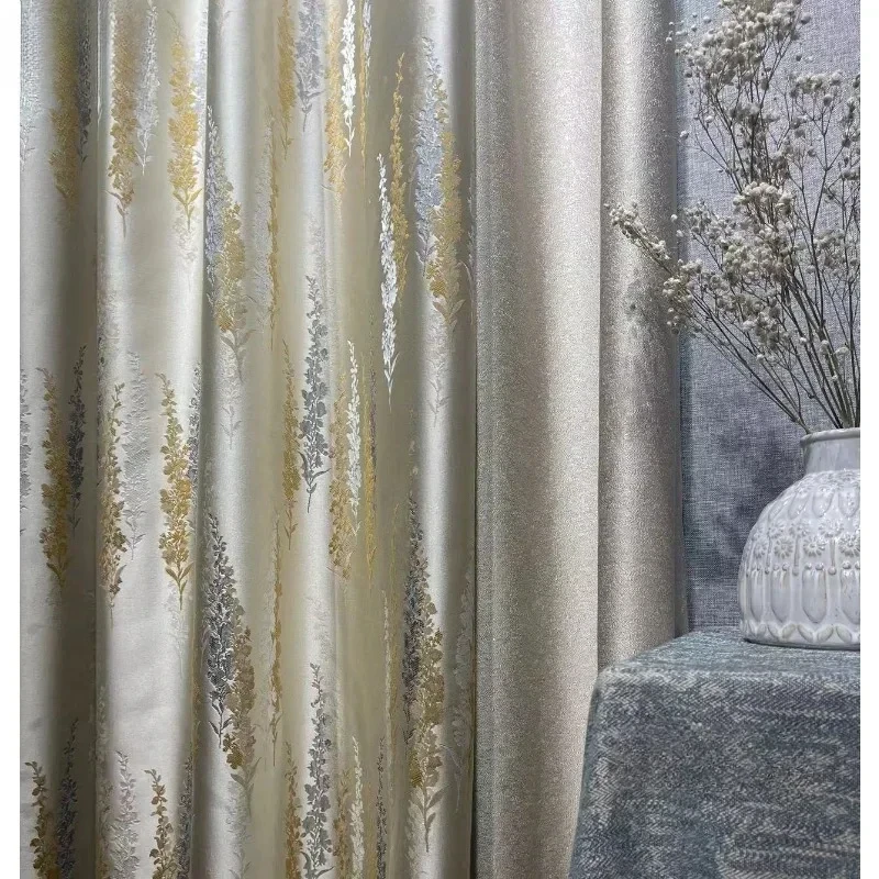 Luxury High Precision Jacquard American Pastoral Lavender Window Curtains for Living Room Dining Warm Girl's Bedroom Decoration