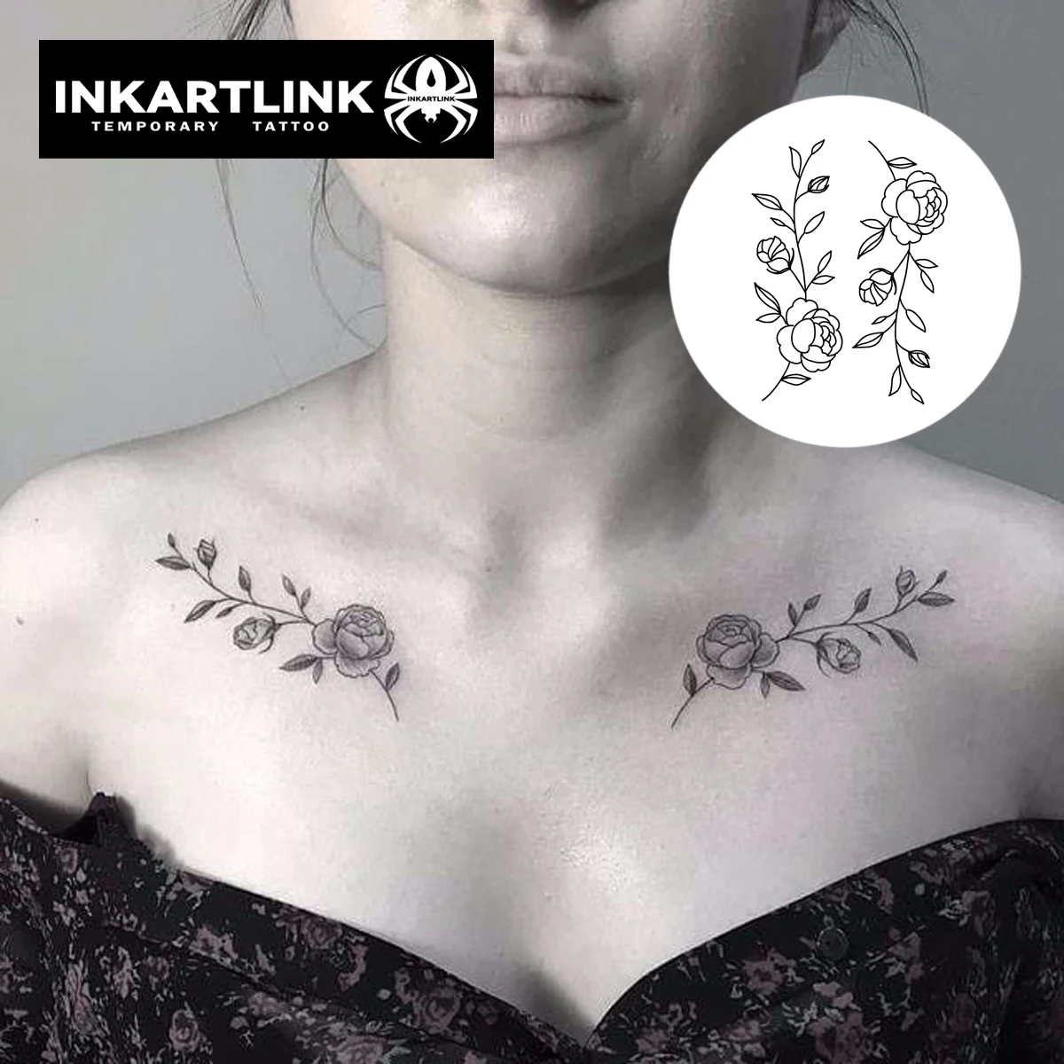 Flower Temporary Tattoo,Lasts To 15 Days New Technology Magic Waterproof Semi Permanent Sticker.