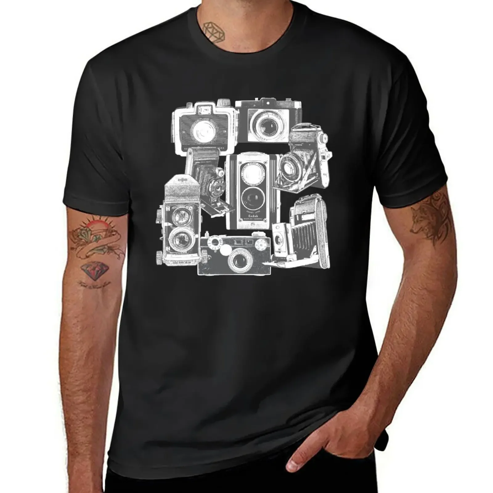 Vintage Camera Collage T-Shirt customs plus sizes sweat t shirt for men