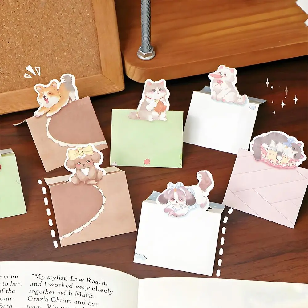 Cute Kitten Illustration Note Pad Self-Standing Portbale Message Paper Multi-functional Decor Material Paper DIY Scrapbooking