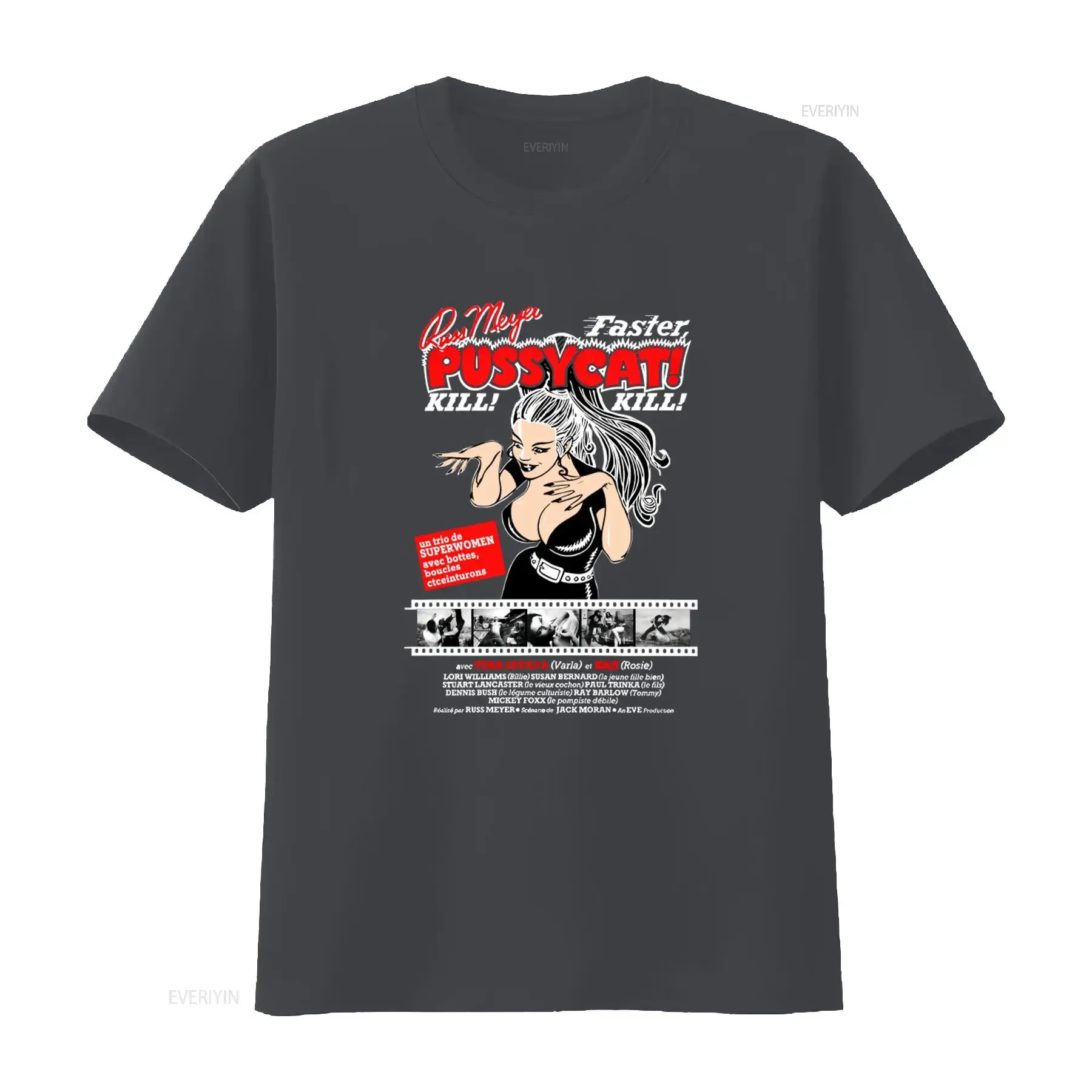 Faster Pussycat Kill French Movie Poster T Shirt 100 Cotton Pre Shrunk Hand Screened Featuring Russ Meyer Tura Satana vintage - view 3