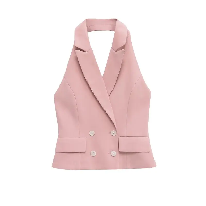 Conjunto de Verano 2025 para Mujer, Ceco Corto de Moda con Cuello Cruzado y Diseño Cole, Falda Midi con Cierre de Boto...