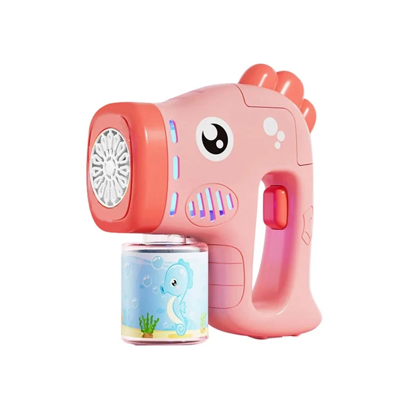 Soplador de jabón automático para niños con burbujas eléctricas con luz, juegos de fiesta al aire libre de verano, regalo para niños, color rosa