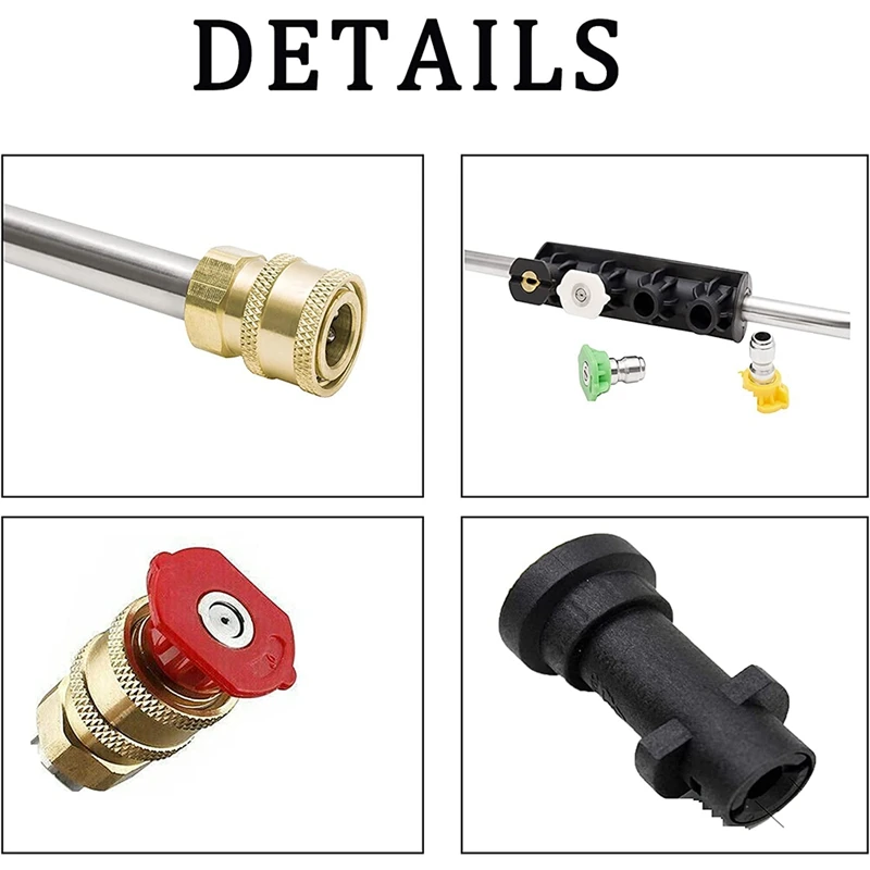 High Pressure Washer Wand Extension Power Spray With 5 Nozzles For Karcher, Spray Wand Jet Wash Car Patio And Adaptor