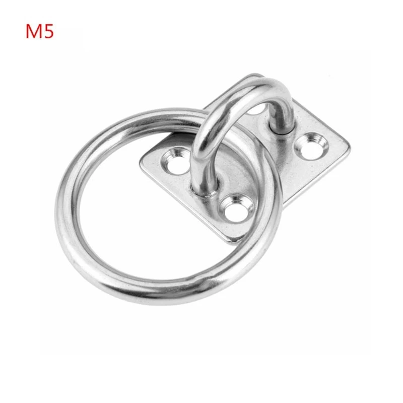 Stainless Steel Eye Plate Oblong Pad Eye Plate Metal Staple Ring Hook with Holes for Fix and Install Hanging Dropship