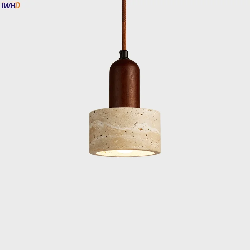 

IWHD Nordic Modern LED Hanging Lamp Design Living Room Bedroom Kitchen Loft Decor Yellow Travertine Pendant Lighting Luminaire